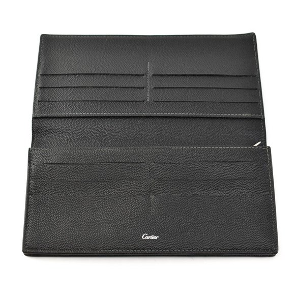 CARTIER "Love": Black, Leather & "Screw" Hardware Logo Long Wallet (pv) - Picture 6 of 9